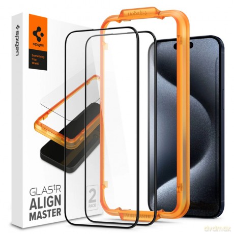 Spigen szkło hartowane ALM GLASS FC 2-PACK do iPhone 15 Pro 6,1" czarna