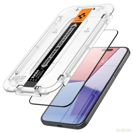 Spigen szkło hartowane GLAS.TR "EZ FIT" FC 2-PACK do iPhone 15 6,1" czarna