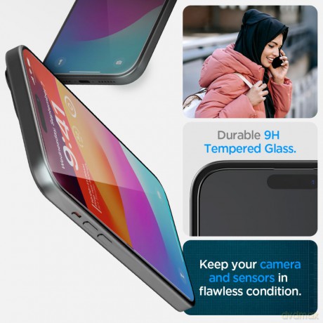 Spigen szkło hartowane GLAS.TR "EZ FIT" FC 2-PACK do iPhone 15 Plus 6,7" czarna