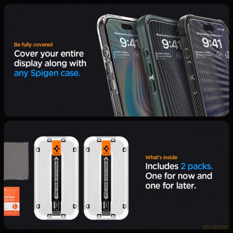 Spigen szkło hartowane GLAS.TR "EZ FIT" FC 2-PACK do iPhone 15 Pro 6,1" czarna