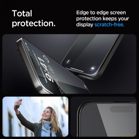 Spigen szkło hartowane GLAS.TR "EZ FIT" FC 2-PACK do iPhone 15 Pro 6,1" czarna