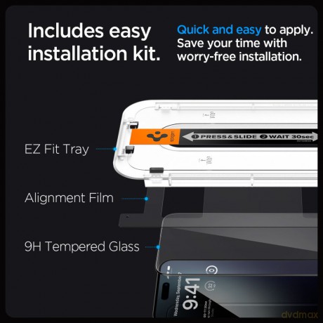 Spigen szkło hartowane GLAS.TR "EZ FIT" FC 2-PACK do iPhone 15 Pro 6,1" czarna