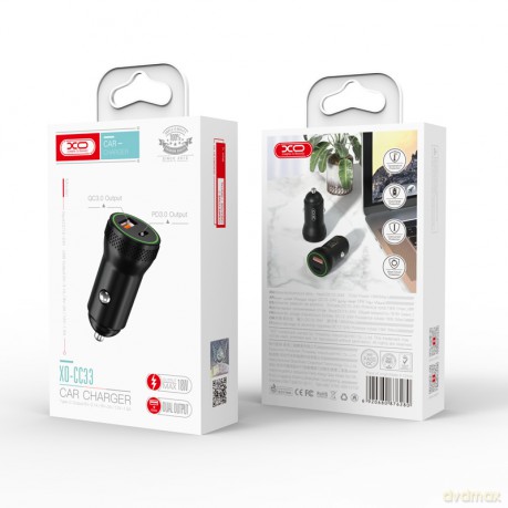 XO ładowarka samochodowa CC33 PD QC 3.0 18W 1X USB 1x USB-C czarna