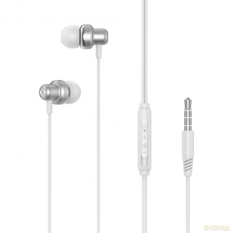 XO Słuchawki przewodowe EP38 jack 3,5mm dokanałowe srebrne