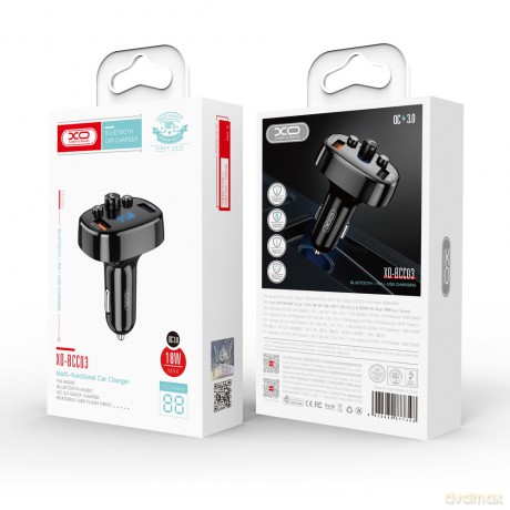 XO transmiter FM BCC03 Bluetooth MP3 ładowarka samochodowa 18W czarna