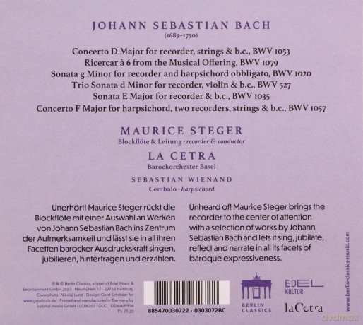Maurice Steger: A Tribute To Bach [CD]