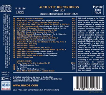 Moiseiwitsch,Benno: Acoustic Recordings 1916-1925 [CD]