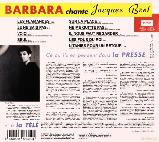 Barbara: Barbara Chante Brel [CD]