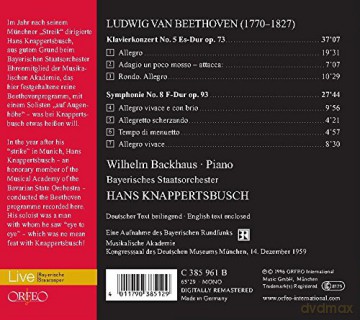 Backhaus: Beethoven Klavierkonzert 5 Und Sinfonie 8 Knap [CD]
