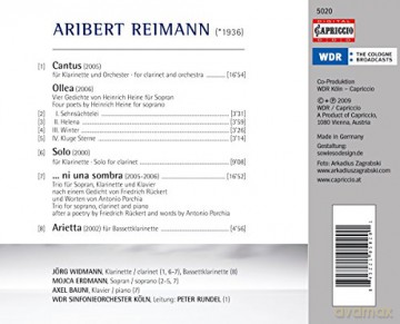 Widmann: Cantus/Ollea/Arietta/Solo/Ni Una Sombra [CD]