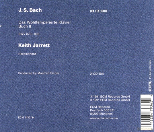 Jarrett: Bach:Das Wohltemper. Klavier Book 2 [2CD]