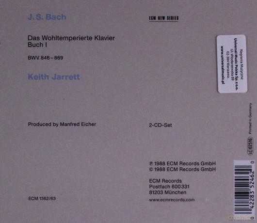 Jarrett: Bach:Das Woltemper. Klavier Book 1 [2CD]