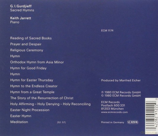 Jarrett: Sacred Hymns Of Gurdijeff [CD]
