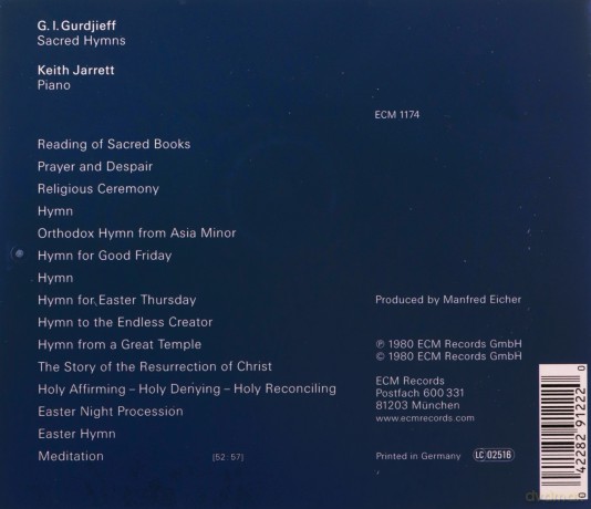 Jarrett: Sacred Hymns Of Gurdijeff [CD]