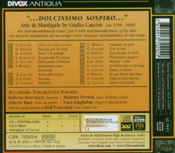 Accademia Strumentale Italiana: Dolcissimo Sospiro - Arie E Madrigali [CD]
