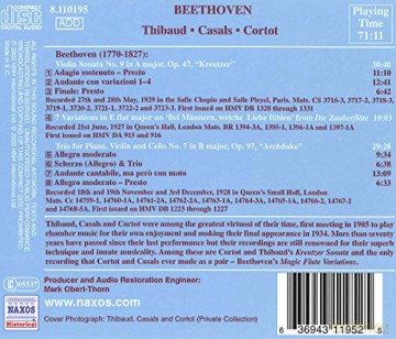 Thibaud: Erzherzogstrio/Kreutzersonate [CD]