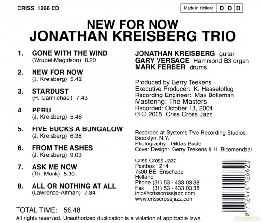Kreisberg, Jonathan Trio (G. Versace, M. Ferber): New For Now [CD]
