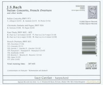 Lucy Carolan: Italienisches Konzert Bwv 971/Chromatische Fantasie Und Fuge Bwv 904/Duette Bwv 802 - 805/Französische Ouvertüre Bwv 831 [CD]