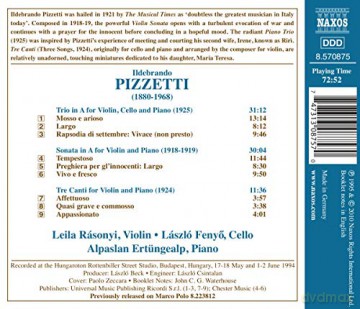 Rasonyi: Klaviertrio/Violinsonate/Tre Canti [CD]