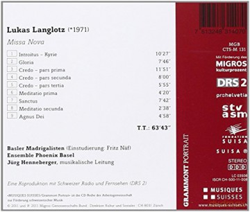 Basler Madrigalisten: Lukas Langlotz [CD]