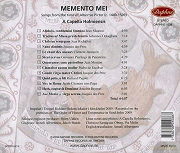 A Capella Holmiensis: Memento Mei [CD]