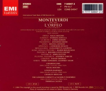 Rogers,N.: Monteverdi: L'orfeo (Gesamtaufnahme) (Ital.) [2CD]