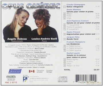 Dubeau: Opus Quebec-Violine U.Klavier [CD]
