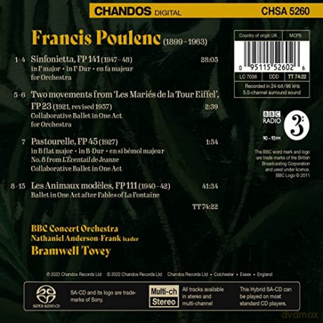 BBC Concert Orchestra: Poulenc: Orchesterwerke - Sinfonietta; Les Animaux Modeles U.A. [CD]