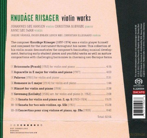 Johannes Soe Hansen: Riisager: Violinwerke [CD]