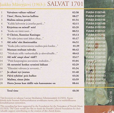 Tapiola Kammerchor: Salvat 1701 [CD]