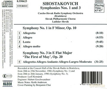 Slovak: Shostakovich: Symphonies 1&3 [CD]