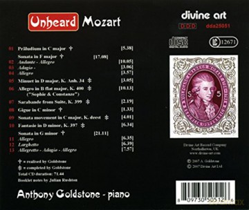 Goldstone,Anthony: Unheard Mozart [CD]