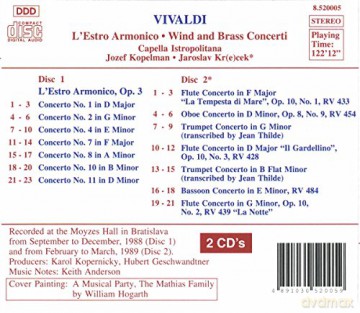 Krcek: Vivaldi: L'estro Und Bläserkonzert Kreek [2CD]