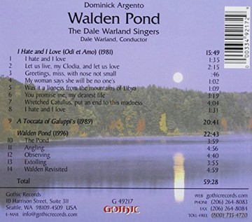 Warland,Dale Singers: Walden Pond-Music By Dominick Argento [CD]