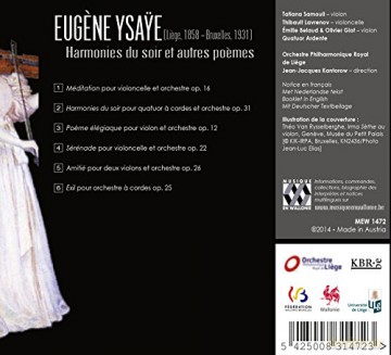 Jean-Jacques Kantorow: Ysaye: Harmonies Du Soir Et Autres Poemes [CD]