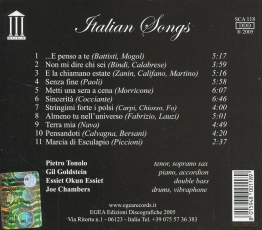 Tonolo, Pietro (G. Goldstein, E.O. Essiet, J. Chambers): Italian Songs [CD]