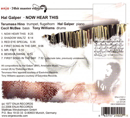 Galper, Hal (T. Hino, C. McBee, T. Williams): Now Hear This (24BIT) [CD]