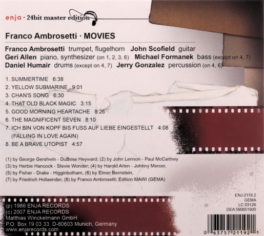 Ambrosetti, Franco (J. Scofield, G. Allen, M. Formanek, D. Humair, J. Gonzalez): Movies (24BIT) [CD]