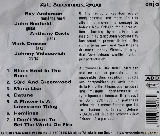 Anderson, Ray (J. Scofield, A. Davis, M. Dresser, J. Vidacovich): Blues Bread In The Bone [CD]