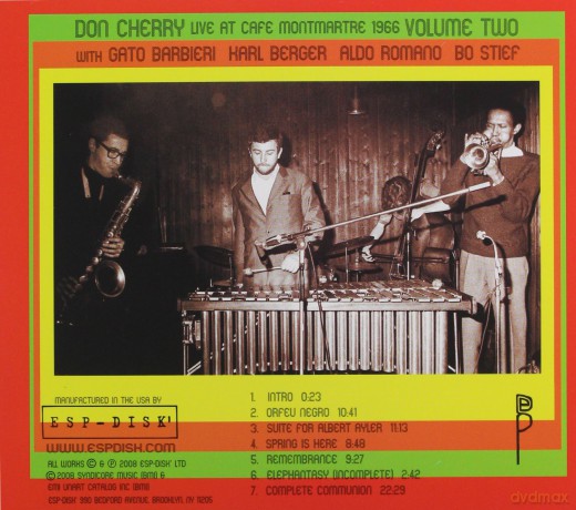 Cherry, Don Quintet (G. Barbieri, K. Berger, B. Stief, A. Romano): Live at Cafe Montmartre 1966 vol. 2 [CD]
