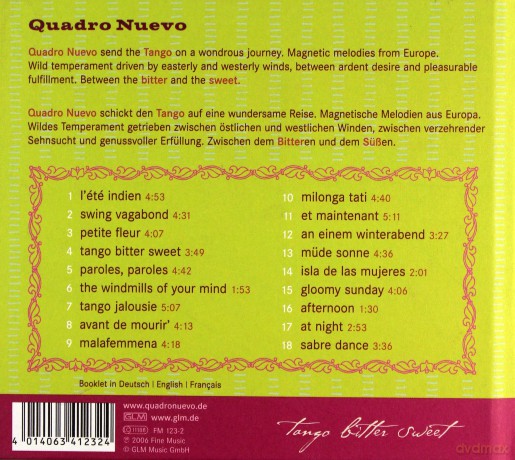 Quadro Nuevo (R. Wolf, M. Francel, A. Hinterseher, D.D. Lowka): Tango Bitter Sweet [CD]