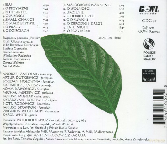 Rodowicz, Piotr z Przyjaciółmi (A. Antolak, A. Dutkiewicz, B. Hołownia, K. Jonkisz, A. Kawończyk, M. Miśkiewicz, J. Muniak, K. Rodowicz, J. Skowron, Z. Wegehaupt, K. White): Aby żyć [CD]