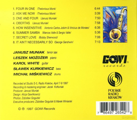 Muniak, Janusz (L. Możdżer, K. White, S. Kurkiewicz, M. Miśkiewicz): One And Four [CD]
