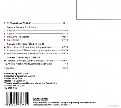Beethoven, Ludwig van: 32 Variations WoO 80, Sonata F minor, Sonata E flat major, Sonata C minor: Miki Skuta [CD]