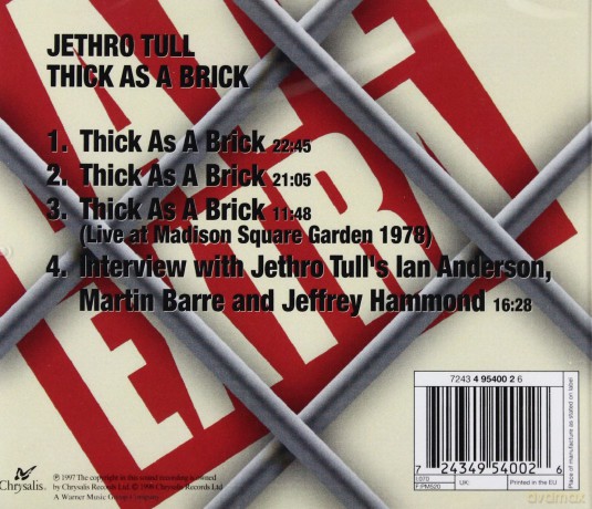 Jethro Tull: Thick As A Brick [CD]