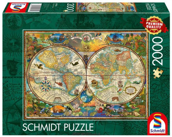 SCHMIDT 2000 el. Mapa świata i mityczne stworzenia [PUZZLE]