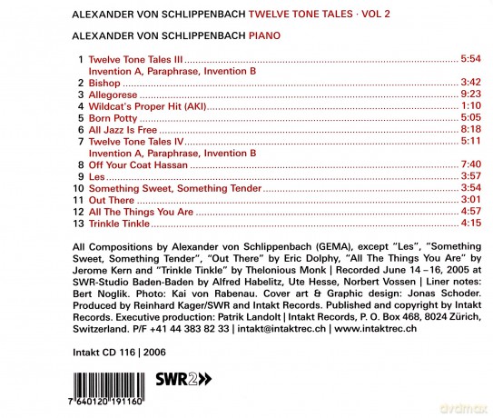 von Schlippenbach, Alexander (piano solo): Twelve Tone Tales vol. 2 [CD]