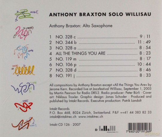 Braxton, Anthony (alto sax solo): Solo Willisau [CD]