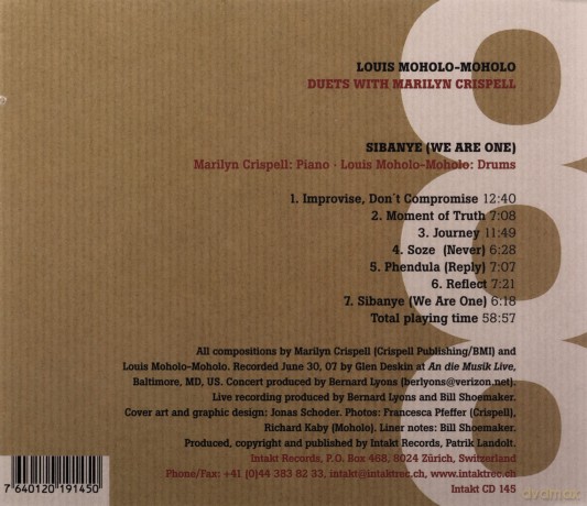 Moholo Louis duets with Marilyn Crispell: Moholo (Sibanye - We Are One) [CD]