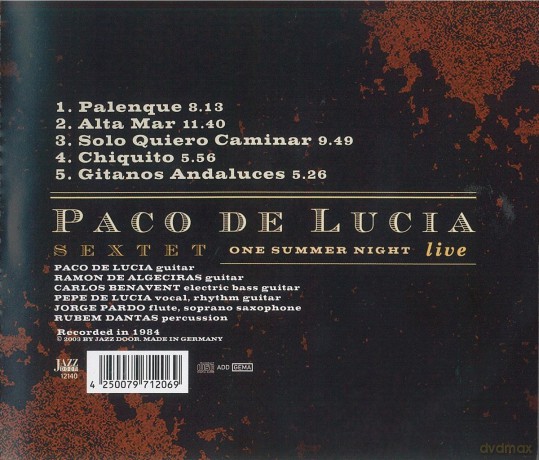 Lucia, Paco De Sextet (R. De Algecoras, C. Benavent, P. De Lucia, J. Pardo, R. Dantas): One Summer Night / Live [CD]